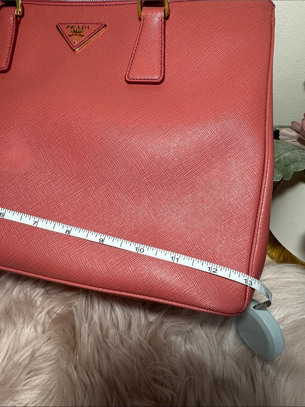 Prada Pink Saffiano Leather Satchel with Gold Hardware